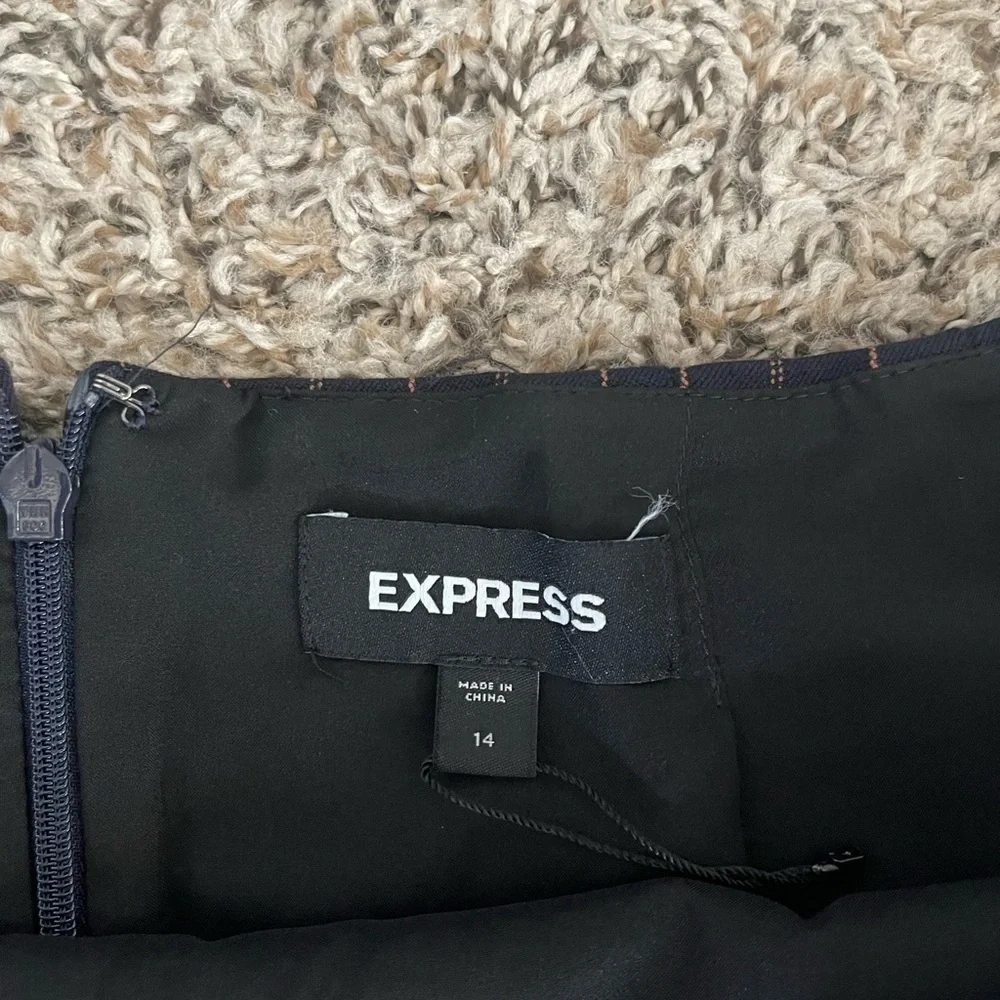 Express Navy & Orange Pinstripe Women's Skirt